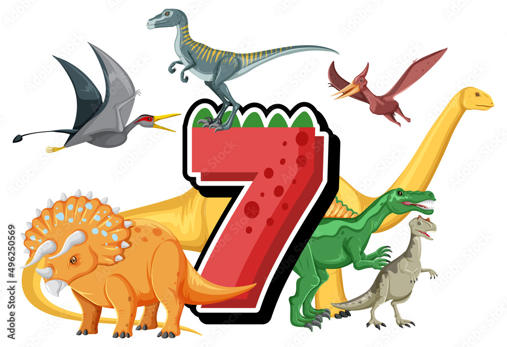 七只恐龙配七号卡通