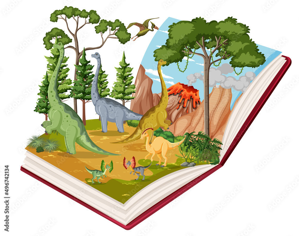 森林中恐龙的场景之书