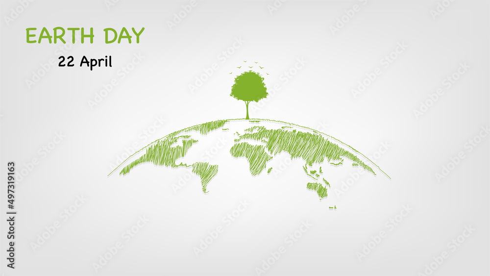 地球上的树，促进生态友好、世界环境、地球日和可持续发展，ve