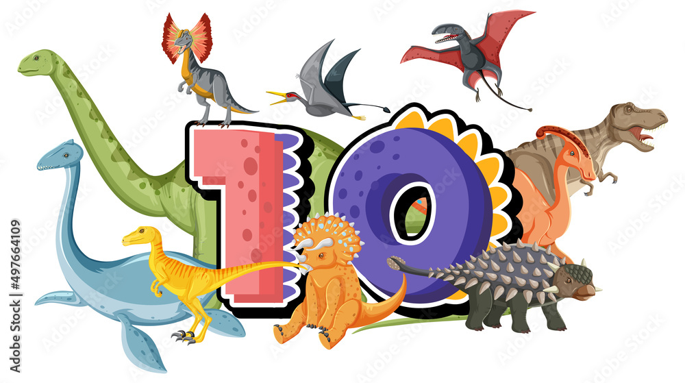 十只恐龙配十号卡通