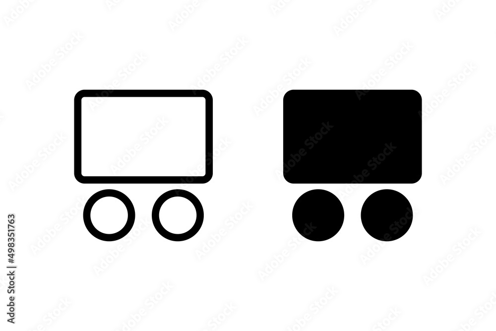 简单的配送标志、带轮子的盒子、食品配送标志和商品。快递服务和shippi