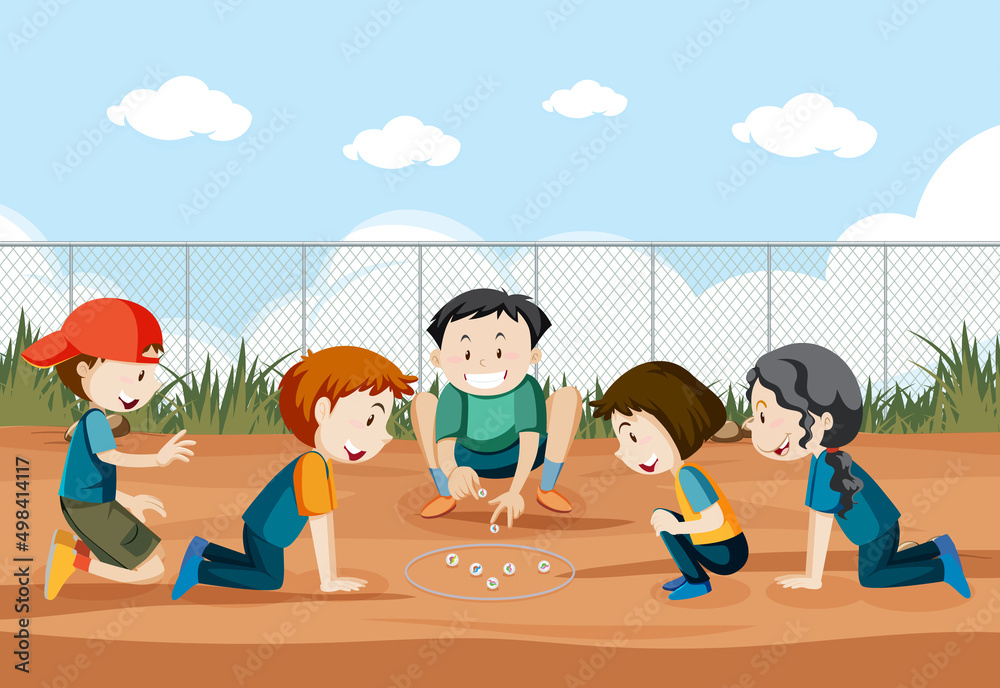 儿童玩弹珠的户外公园