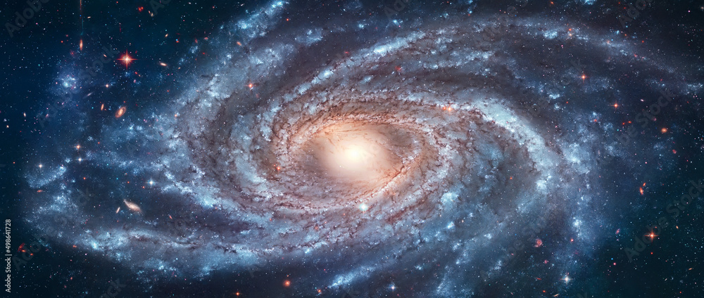 Spiral galaxy with starry light. Stars and Milky way galaxy. Sci-fi space wallpaper. Elements of thi