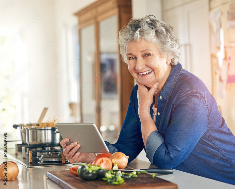 This recipe even comes with a video tutorial. Portrait of a senior woman using a digital tablet whil
