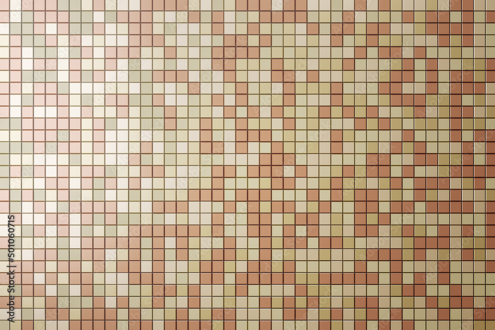米色陶瓷墙地砖抽象背景。为浴室设计几何马赛克纹理
