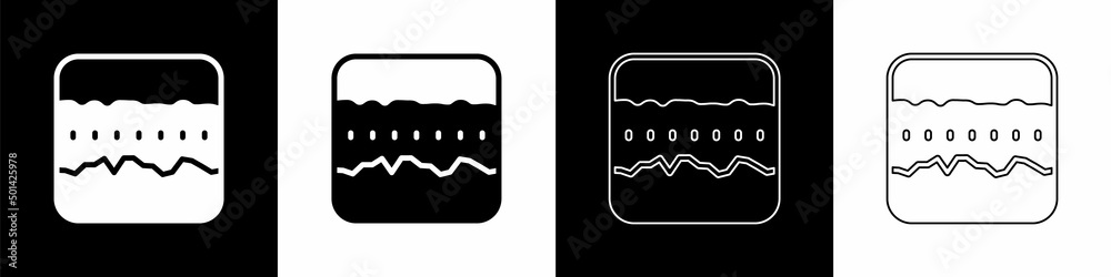 Set Soil ground layers icon isolated on black and white background. Vector