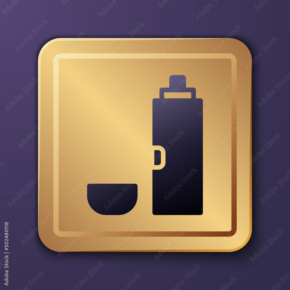 紫色保温瓶容器图标隔离在紫色背景上。保温瓶图标。露营和徒步旅行e