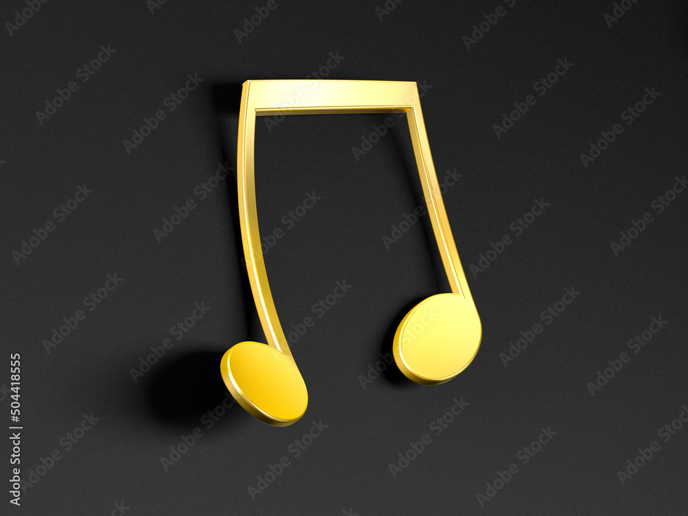 Concepto de canción y melodía. Fondo musical. Notas musicales doradas sobre fondo negro.Corchea.