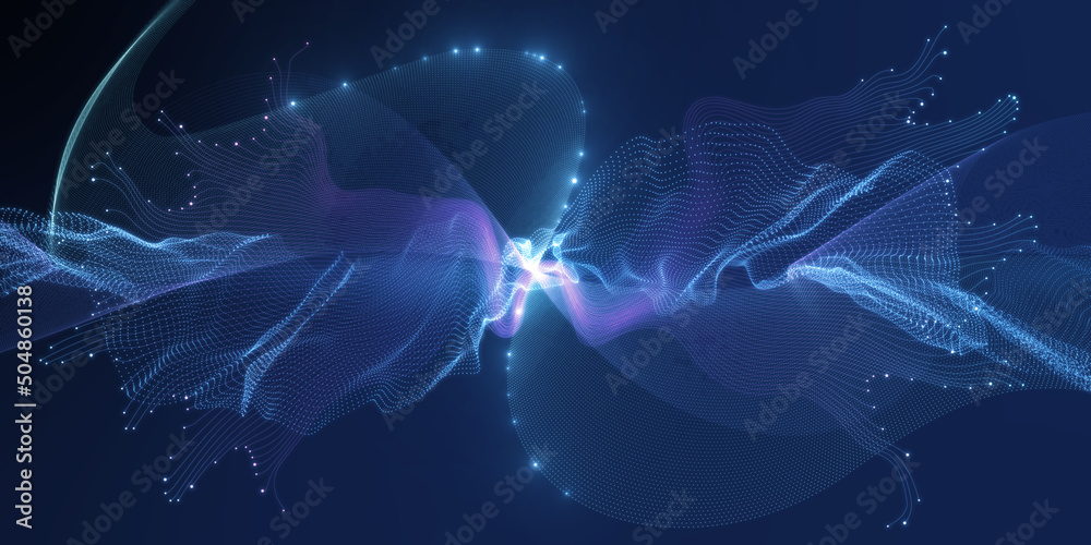 抽象技术上亮蓝色发光线条的全球网络和数据可视化概念