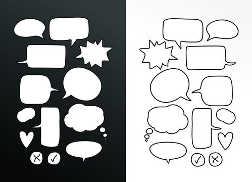 Set of speech bubble collection hand drawn of chat and communication dialog box