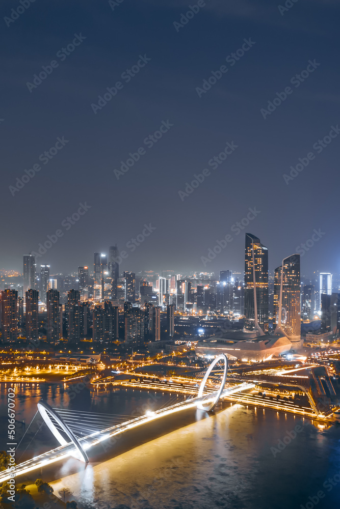 南京青奥中心和南京眼桥城市天际线鸟瞰图