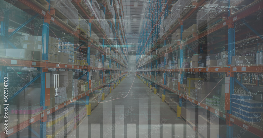 Image of data processing over warehouse