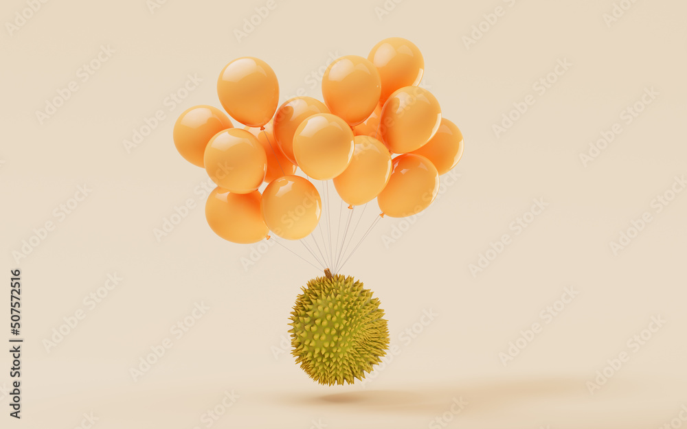 榴莲，美味的水果，3d渲染。