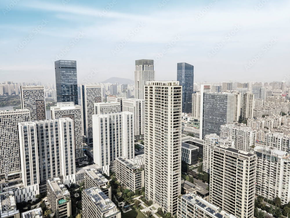 中国合肥市现代建筑景观航拍