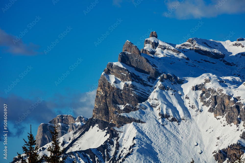 Mont Blanc mountain peak Aiguille du Midi in the French Alps