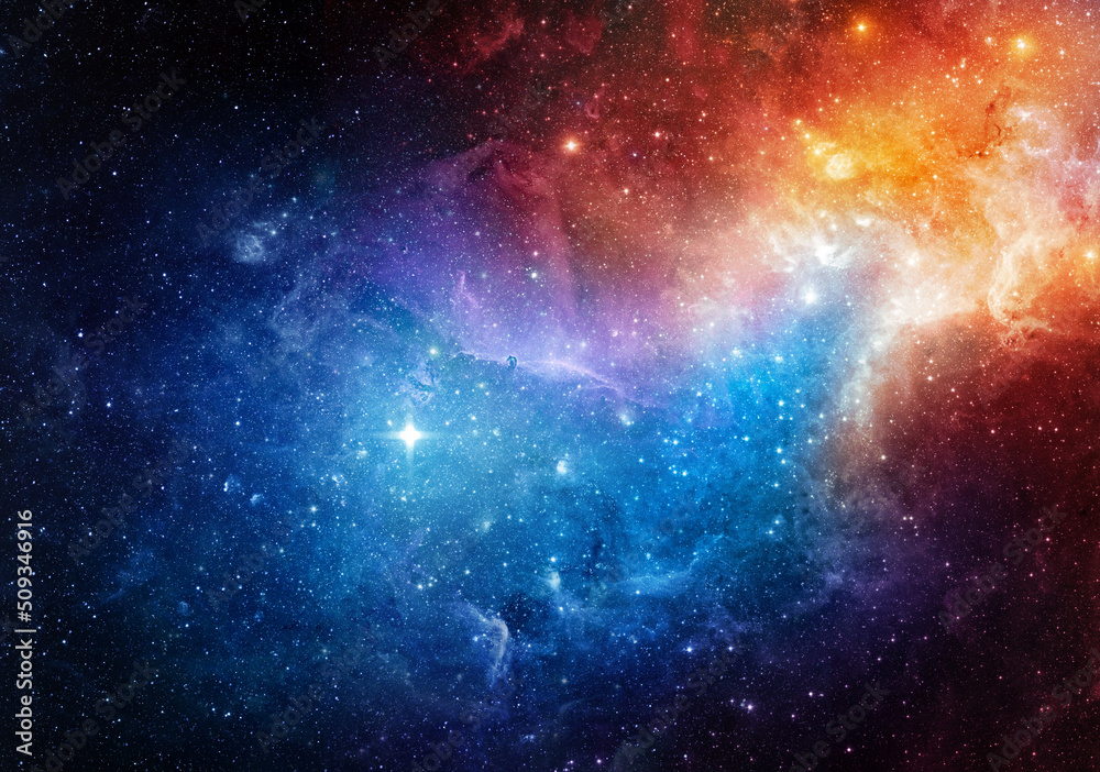 银河系中恒星的太空场景。全景。充满恒星、星云和星系的宇宙。Elem