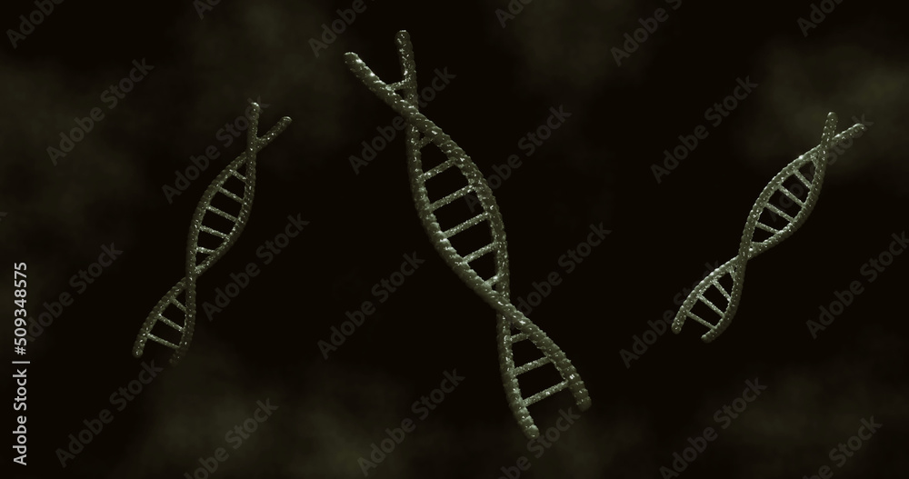 Image of dna strands on black background