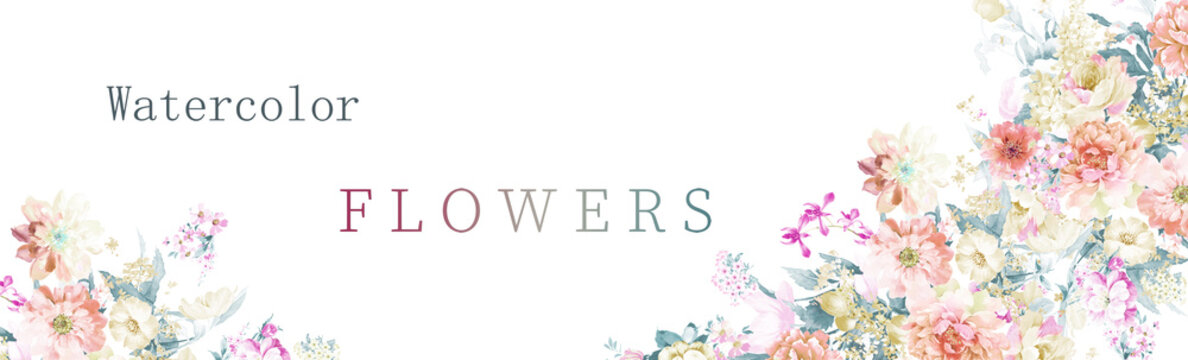 Watercolor flowers illustration