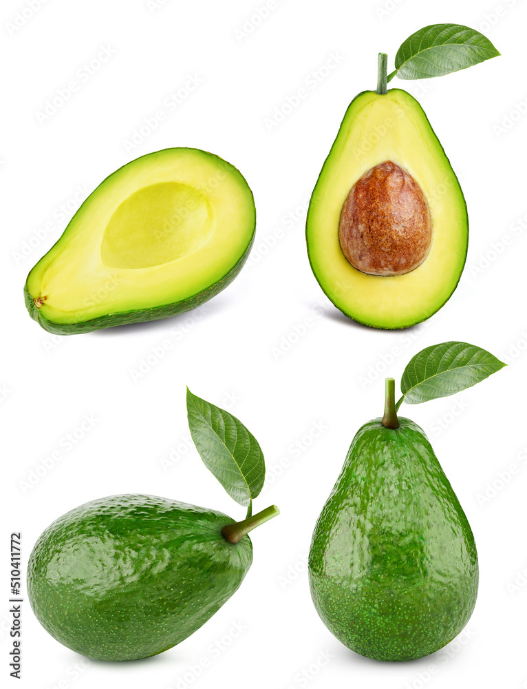Avocado set isolated on white background