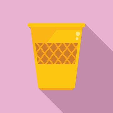 Trash basket icon flat vector. Waste garbage