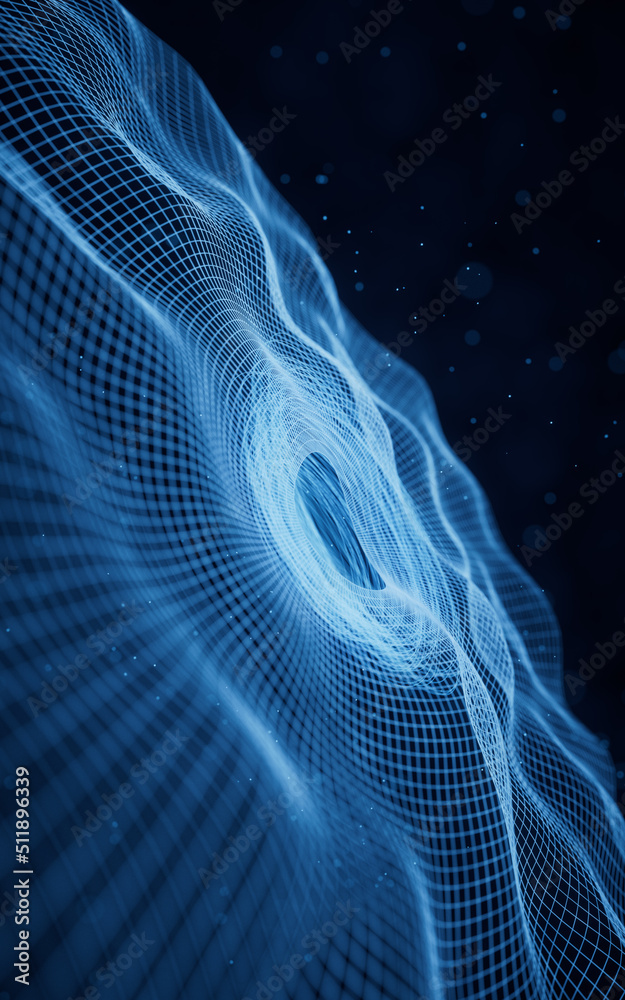 Glowing wave lines background, 3d rendering.