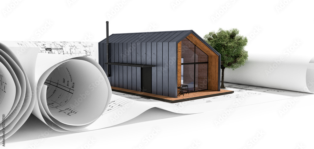 Bauplannung an einem energieffinzienten Einfamilienhaus-3D可视化