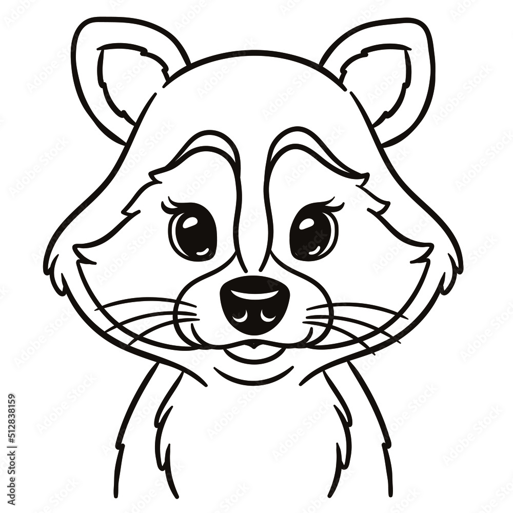 浣熊卡通插图。可爱的小动物图案，用于t恤、马克杯、手提包、贴纸、托儿所wa