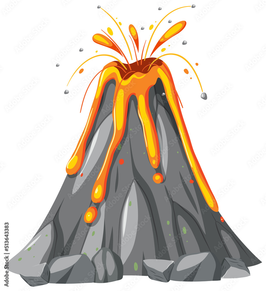 卡通风格的火山与熔岩