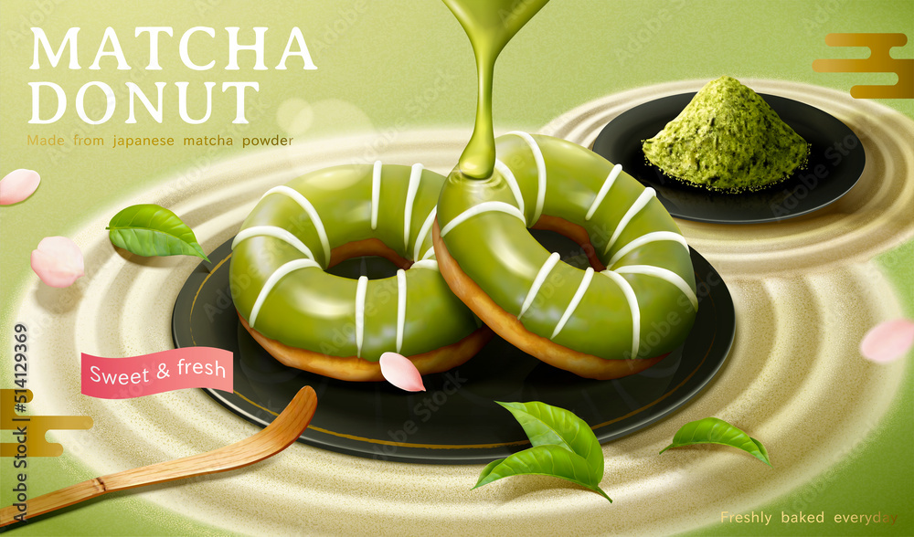 Matcha glazed doughnut ad
