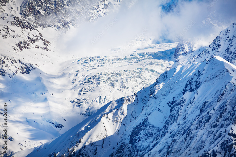 Glacier Mer de Glace of Mont Blanc highest Alps mountain