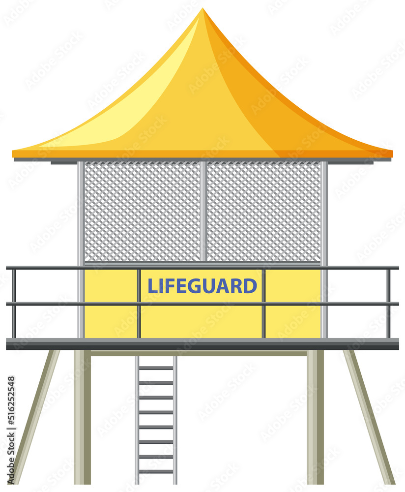 Yellow lifeguard tower isolated