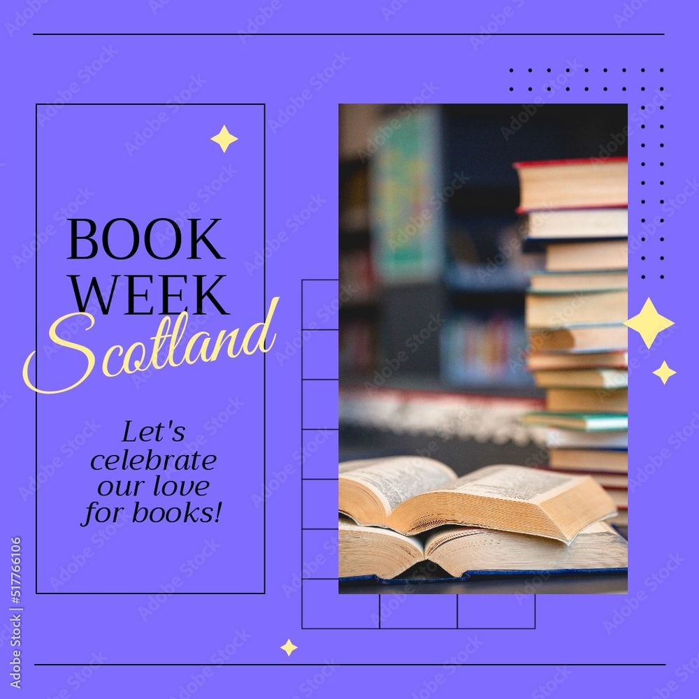 图书周图片——图书馆一叠书上紫色的苏格兰文字