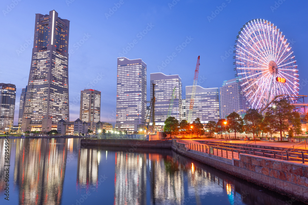 横滨，日本南都美赖的现代高层城市景观
