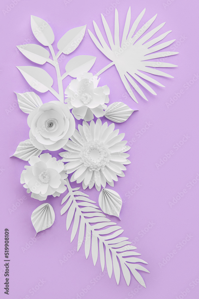 彩色背景折纸花朵构成的美丽构图