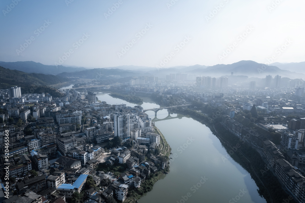 Aerial photography of Liuzhou Sanjiang scenery panorama