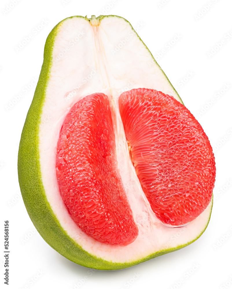 Red Pomelo isolated on white background, Fresh Red Pomelo citrus fruit isolated on white background.
