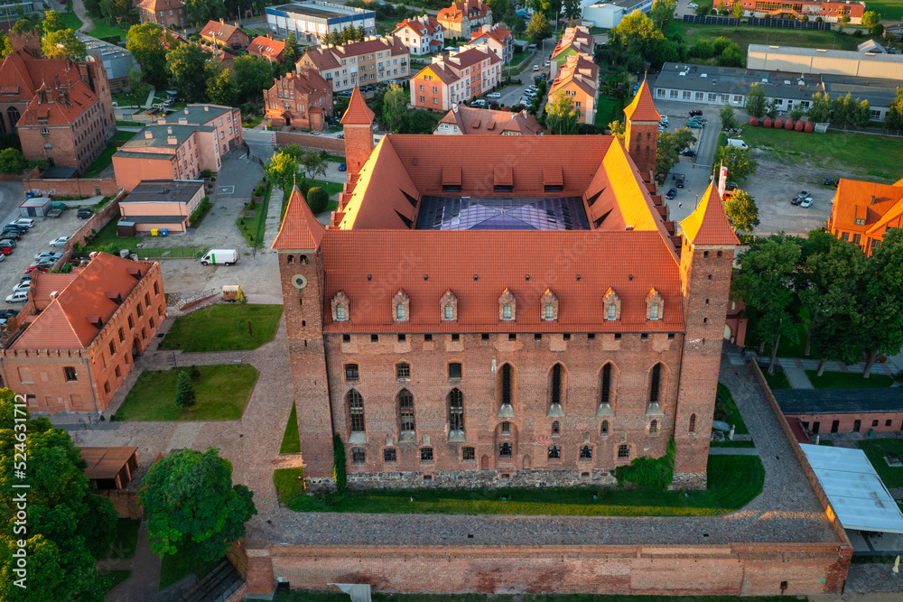 Teutonic castle in Gniew in the light of the setting sun. Poland