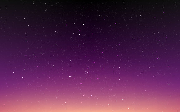 Night sky background. Sunset wallpaper with stars. Blurred starry texture. Abstract space backdrop for poster, brochure or website. Vector illustration