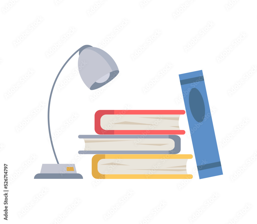 一堆精装书、教科书或期刊的灯。教育或学习，一种出版物。