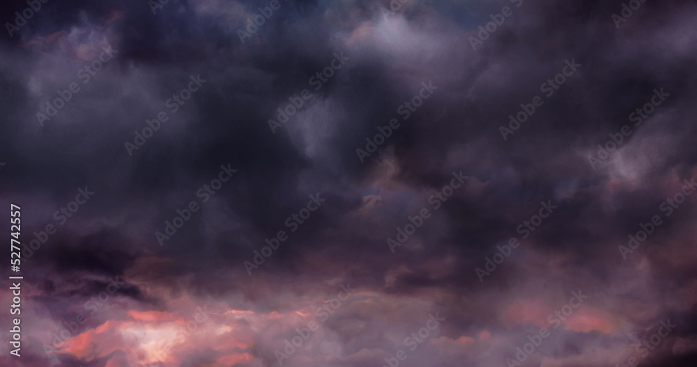 闪电和暴风雨的灰色和粉红色云层背景图像