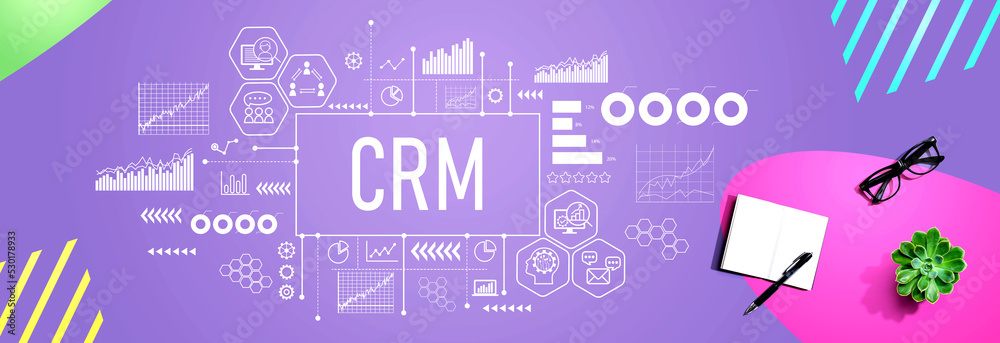 CRM-带笔记本和笔的客户关系管理主题