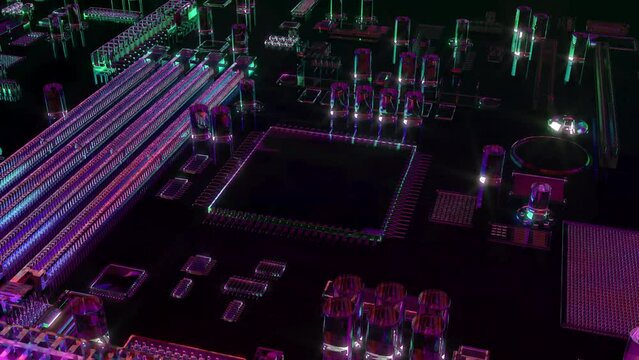 Closeup of CPU GPU processor mother board Future technology able to loop seamless 4k
