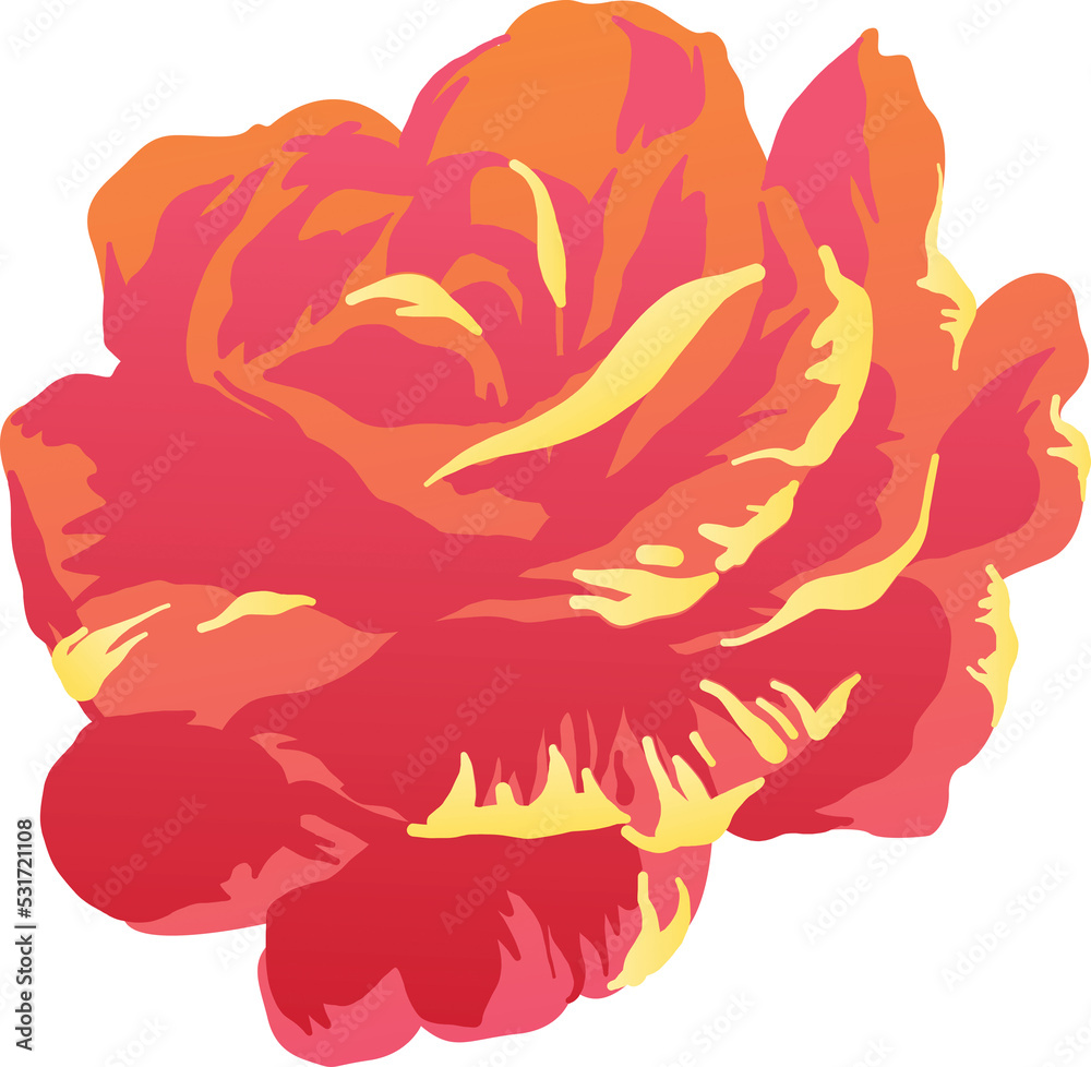 红色、橙色和黄色玫瑰花插图