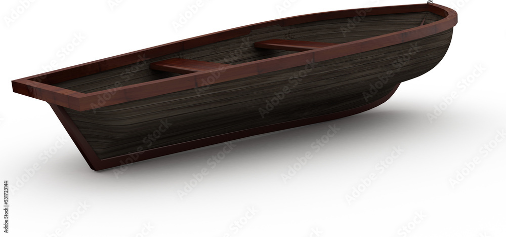 简单的棕色木制划艇的图像