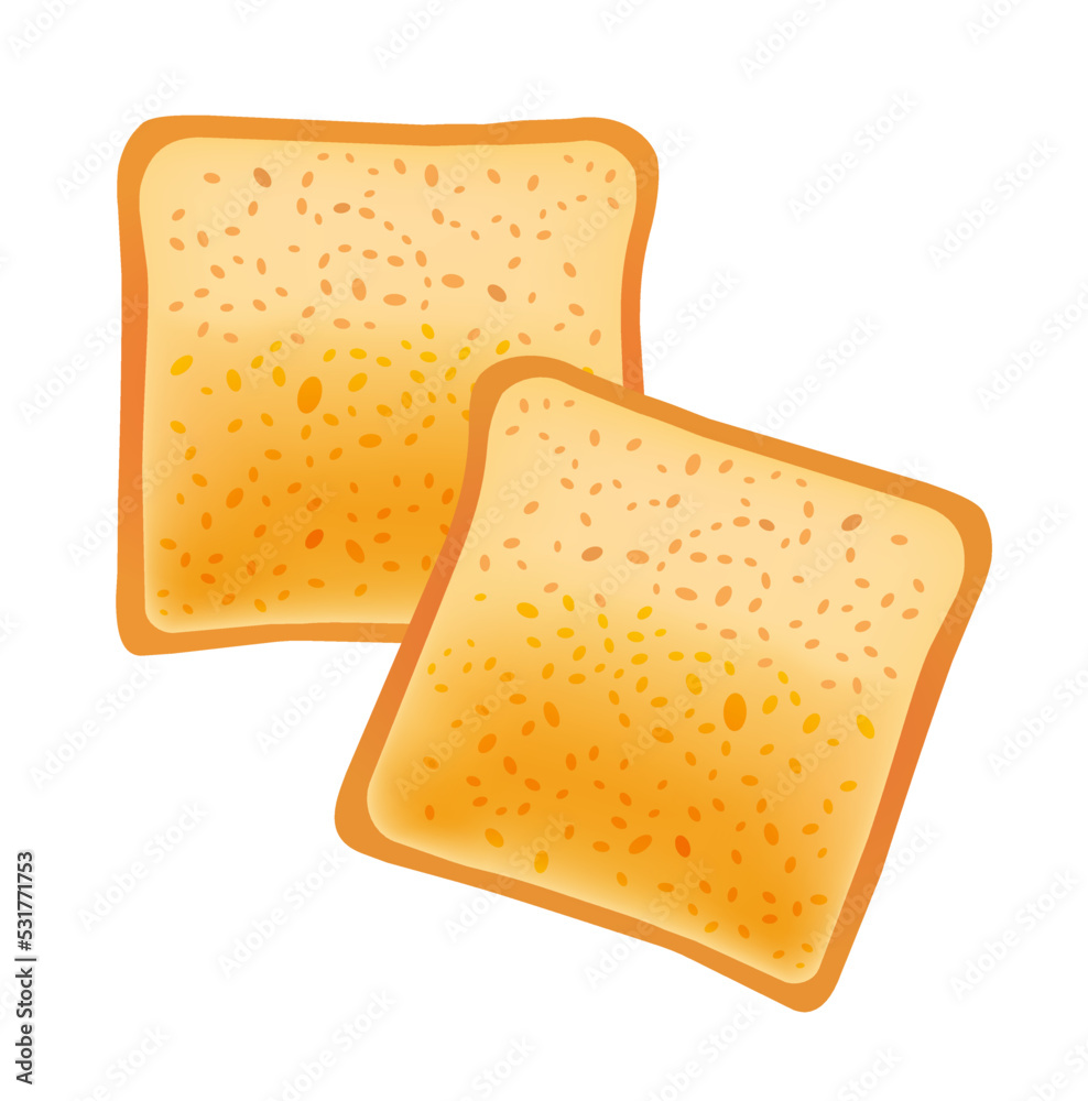 Bread Toast Slices Vector Illustration Food Breakfast Isolated Background