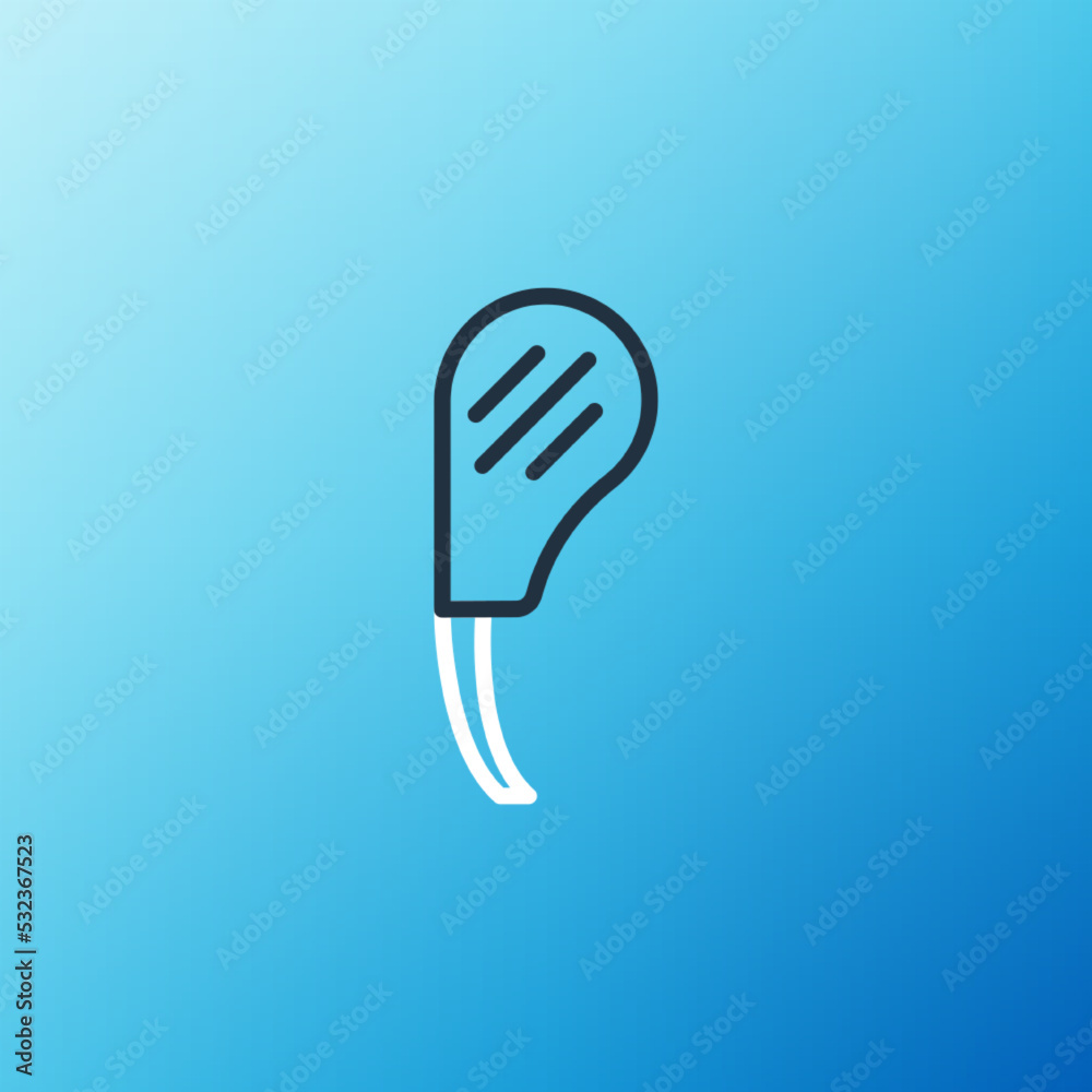 Line Rib eye steak icon isolated on blue background. Steak tomahawk. Piece of meat. Colorful outline