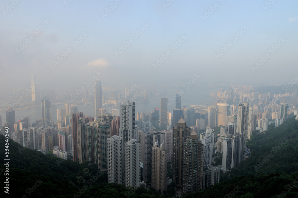 山顶香港金融区鸟瞰图