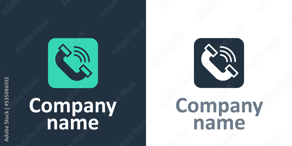 Logotype Telephone handset icon isolated on white background. Phone sign. Logo design template eleme