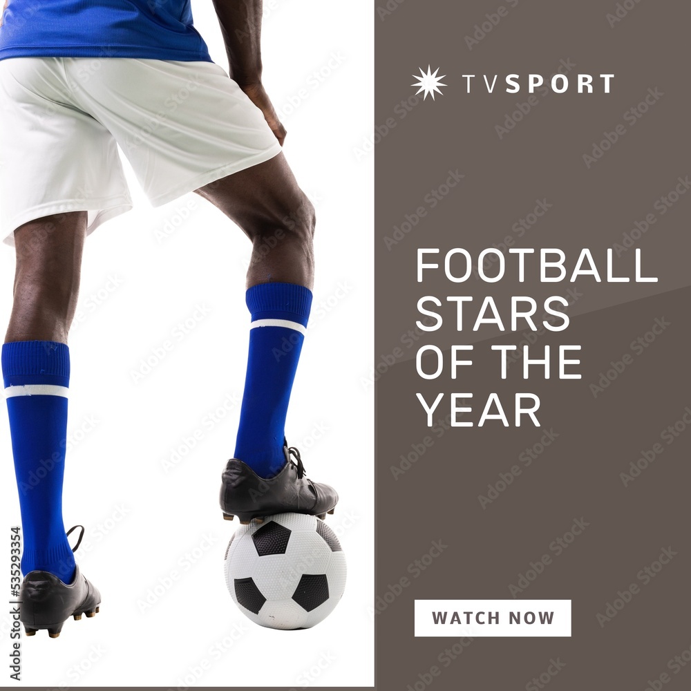 年度足球明星和非裔美国男子足球运动员腿部的方形形象