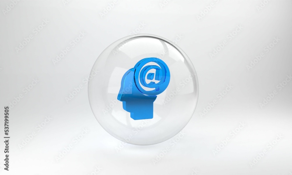 灰色背景上隔离的蓝色邮件和电子邮件图标。信封符号电子邮件。电子邮件符号.G